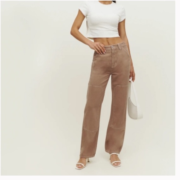 Reformation Pants - Reformation Harrison Carpenter High Rise Straight Clay Pants 24